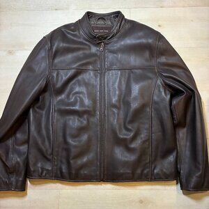Marc New York Men's Chocolate Brown Leather Jacket Size XL